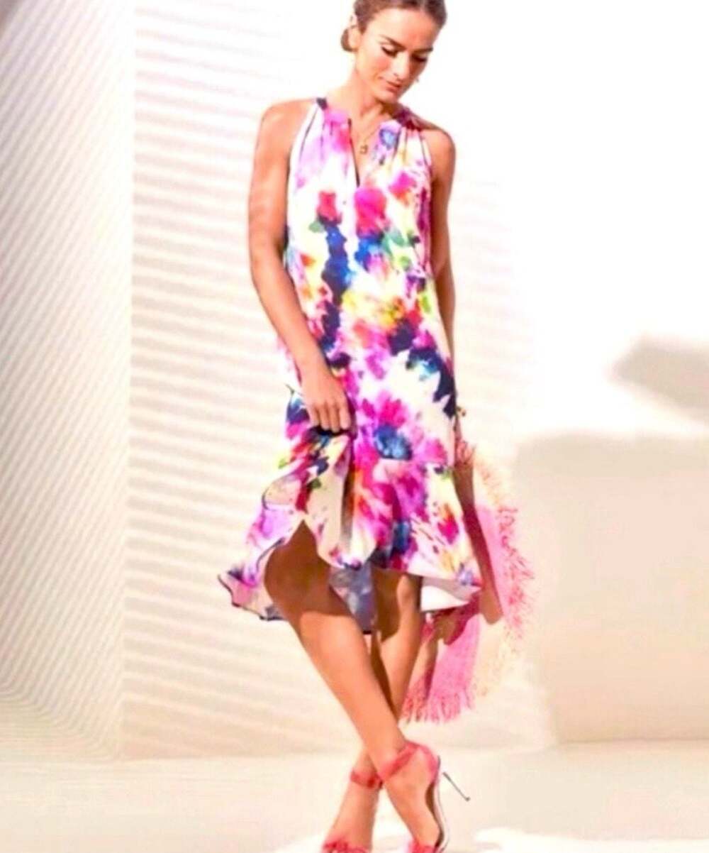 Cabi Celebration Dress Style 5971 Watercolor Tie Dye Midi Size S